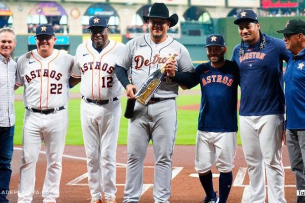 Los Astros de Houston rinden homenaje a Miguel Cabrera en su ultima temporada en MLB