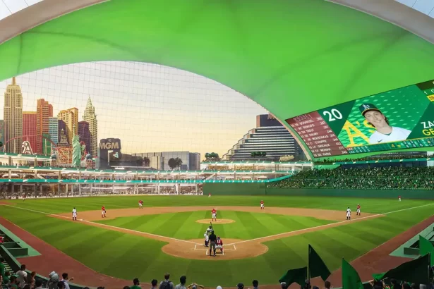 Revelan diseno del futuro estadio de Los Atleticos en Las Vegas